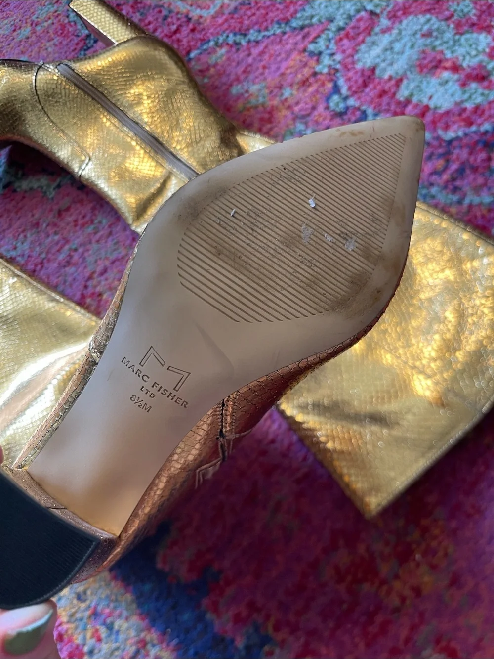 Marc Fisher Giancarlo Gold Knee High Heeled Boot sz 8.5